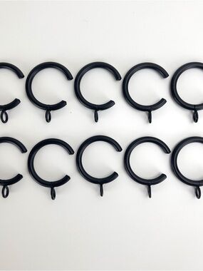 2" C BYPASS BLACK IRON drapery curtain drape ring with eyelet set of 10
